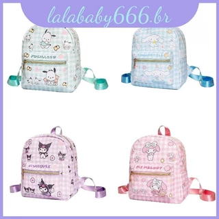 Mini Mochila Fofa Para Crianças Tecido Pu Durável À Prova D'água Portátil E Perfeita Atividades Ao Ar Livre Hellokitty My Melody Kuromi Cinnamoroll Pompom Purin Pachacco