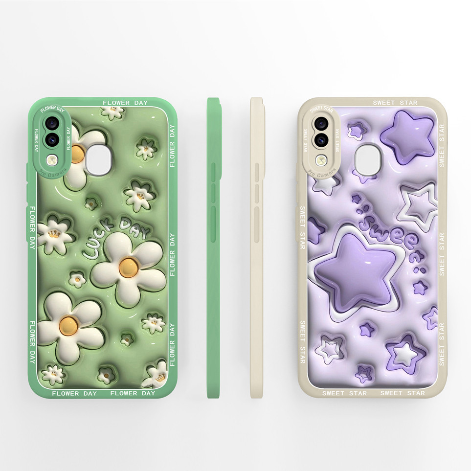 Capa Para Samsung Galaxy A20 A30 A31 Traseira Estrela Roxa De Silicone Quadrada Confortável GalaxyA31 SamsungA30