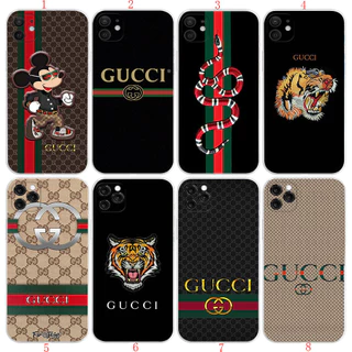 iPhone 11 1 11 Pro Max 12 13 Mini XR XS BB32 GUCCI Capa De Celular Transparente Flexível