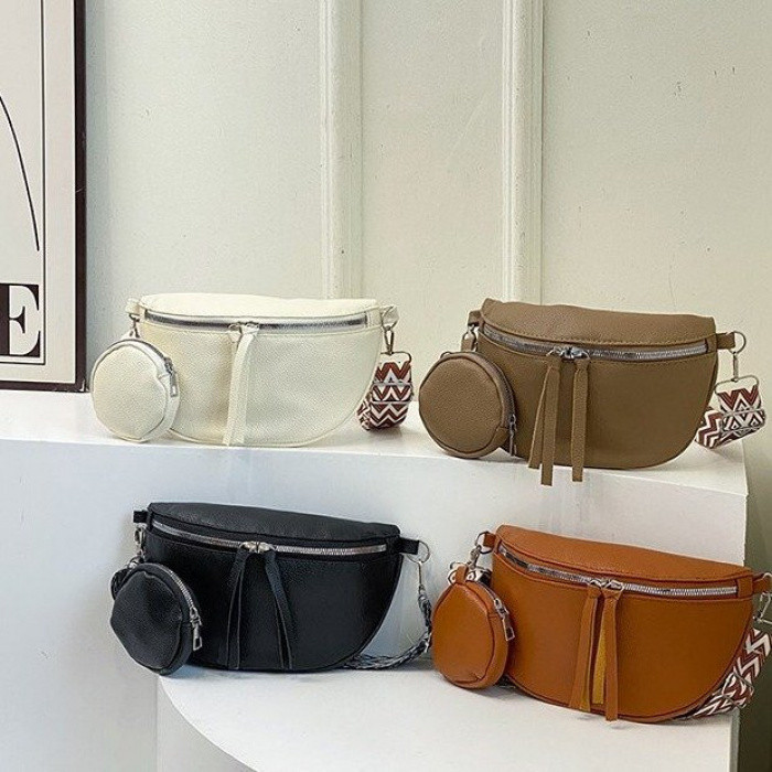 Bolsa de Cintura Feminina Casual de Cor Sólida, Sling Transversal com ...
