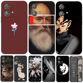 Estojo Para Motorola MOTO Edge 40 Neo 5G De Silicone Macio Capa Telefone Tpu Cute Flower Girl gun Preto