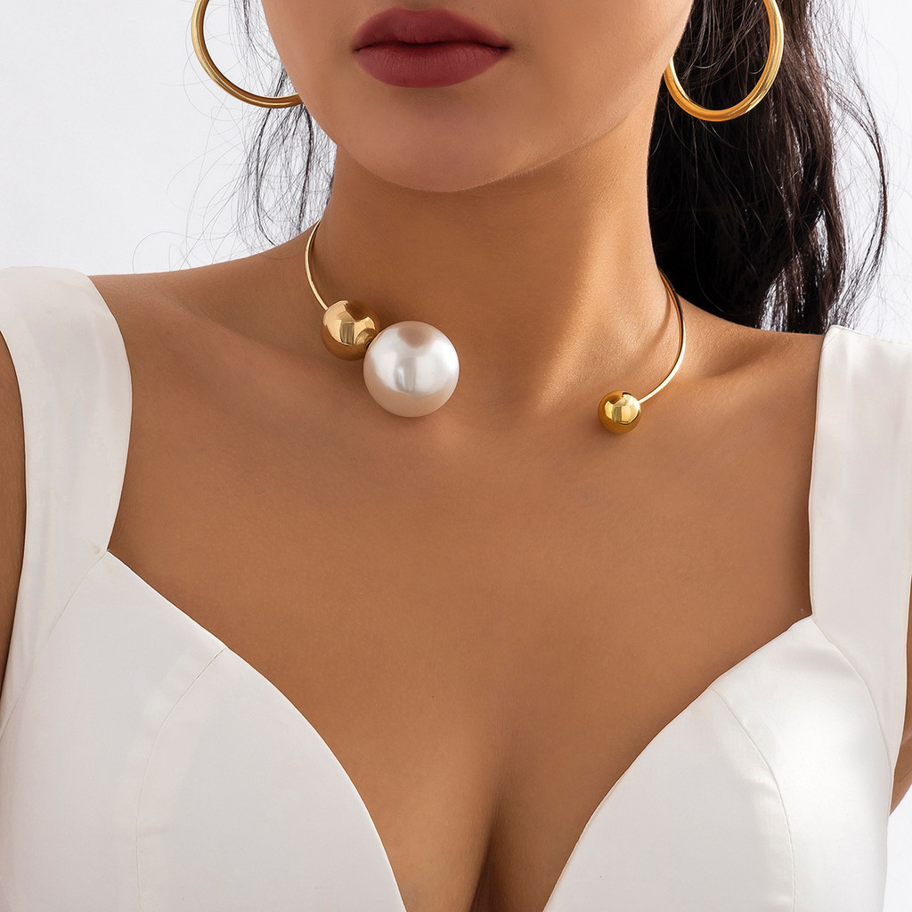 Colar De Contas Aberto Fashionable Corrente De Colarinho Feminino