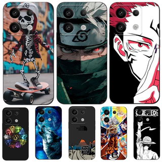 Para Xiaomi Redmi Nota 13 5G 4G Caixa Global Capa Telefônica tpu Anime Personagens Pretos