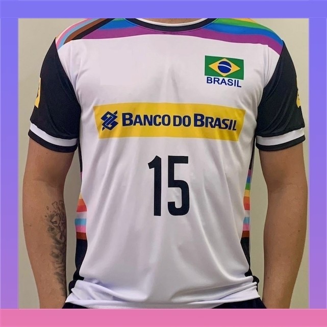 [Envio Rápido] Camisa Brasil Vôlei Pride LGBT 2024 Personalizada ( Nome + Número )
