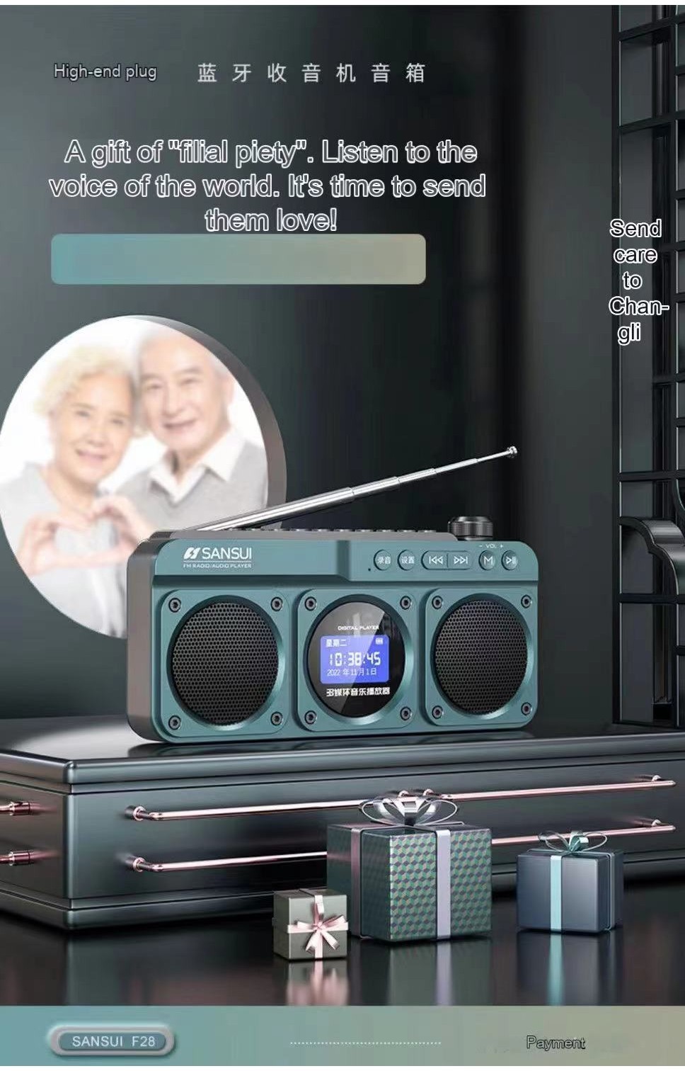 SANSUI F28 Rádio FM Portátil MP3 Walkman Cartão Externo Bluetooth