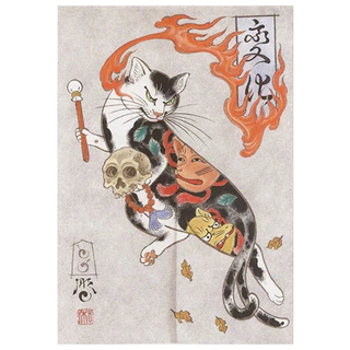 Cortina Japonesa Ukiyo-e Tattoo Cat Noren Porta Impressa Cozinha Quarto Entrada Decoração Pendurar Meia -