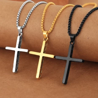 Unisex 3 Colar Pingente Em Forma De Cruz Colorido Religioso Simples Jesus Oração Cadeia De Boêmio Jóias