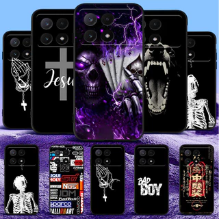 Estojo Para POCO X6 PRO REDMI K70E 5G Silicone Phone Back Cover Preto tpu jesus rapper Crânio anime