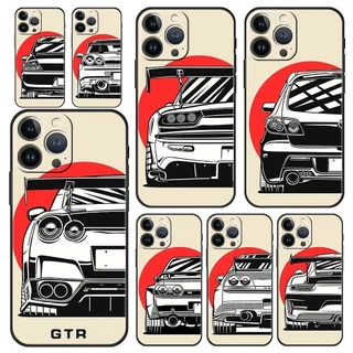 Estojo De Luxo Para Telefone Iphone 15 14 11 Pro Max 13 12 XS X XR Se3 7 8 Plus Carro De Corrida GTR Japonês JDM Capa Protetora Funda Mini