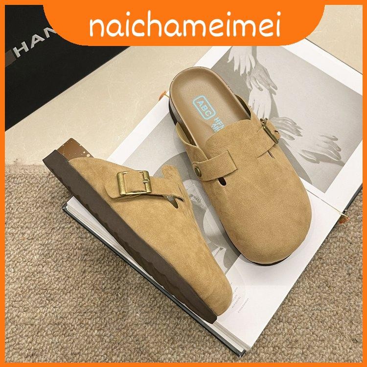 Versátil Sapatos De Fivela Britânica Feminino Nova Primavera Outono De Fundo Grosso Dedo Do Pé Meio Arrasto Deslizamento