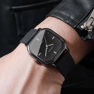 1/2 Moda Casual Masculino Mostrador Quadrado Relógios Pulseira De Couro Relógio De Pulso Minimalista Analógico Quartzo (