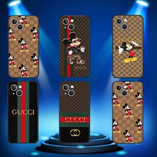 Para iPhone 11 12 Pro Max 12 Mini 15 promax 15 Mais Caixa De Telefone Celular TPU soft black Moda GUCCI Mickey Mouse Cartoon Padrão De Desenho Animado