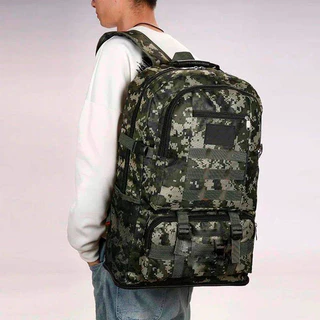 Mochila Camuflada Militar: Ideal para Camping, Acampamento e Viagens com Resistência e Impermeabilidade de 50L em Verde Camuflado