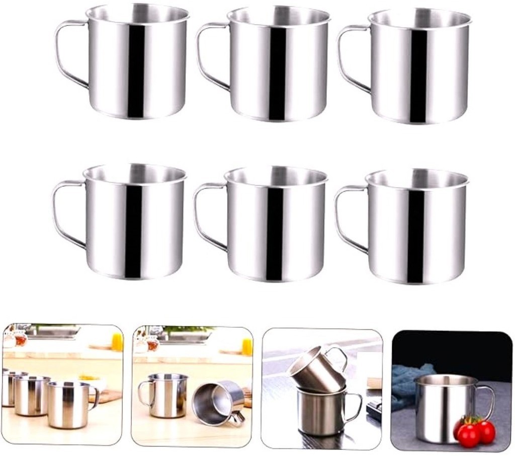 Kit 6 Canecas de Aço Inox 200ml Resistente Chá Café Água Cerveja