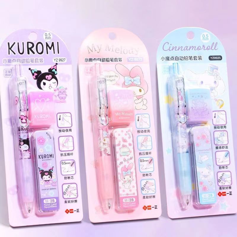 Sanrio Mymelody Kuromi Cinnamoroll Pochacco Lápis Mecânicos Com