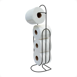 Suporte Papel Higiênico Luxo Preto 4 Rolos