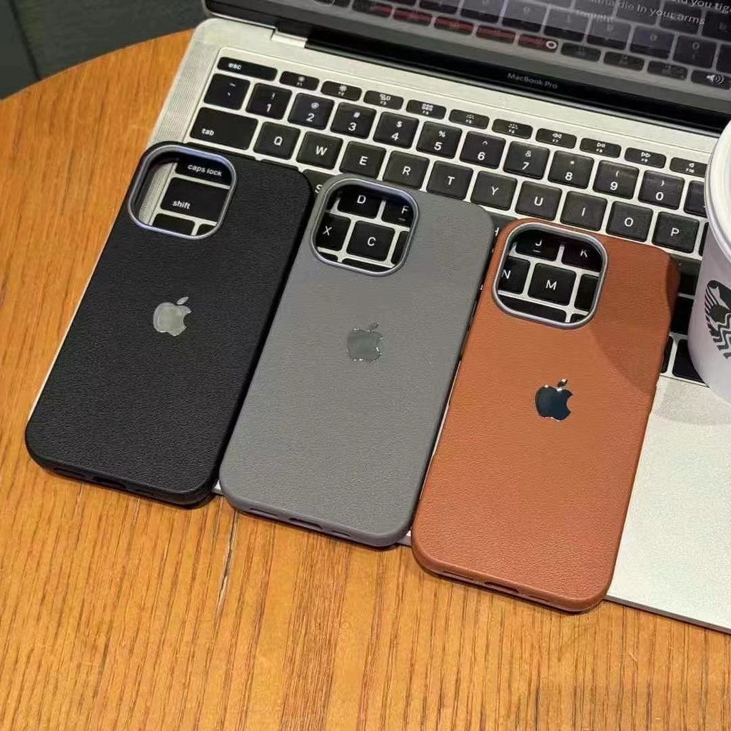 Capa De Telefone Com Padrão De Couro De Cor Sólida Para iPhone 16 15 14 ...