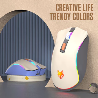 Rato Sem Fio Mouse Para Computador Jogos RGB Ergonômico 3200DPI Mecânico 2.4Ghz Bluetooth Modos De Iluminação De Modo Duplo e-sports