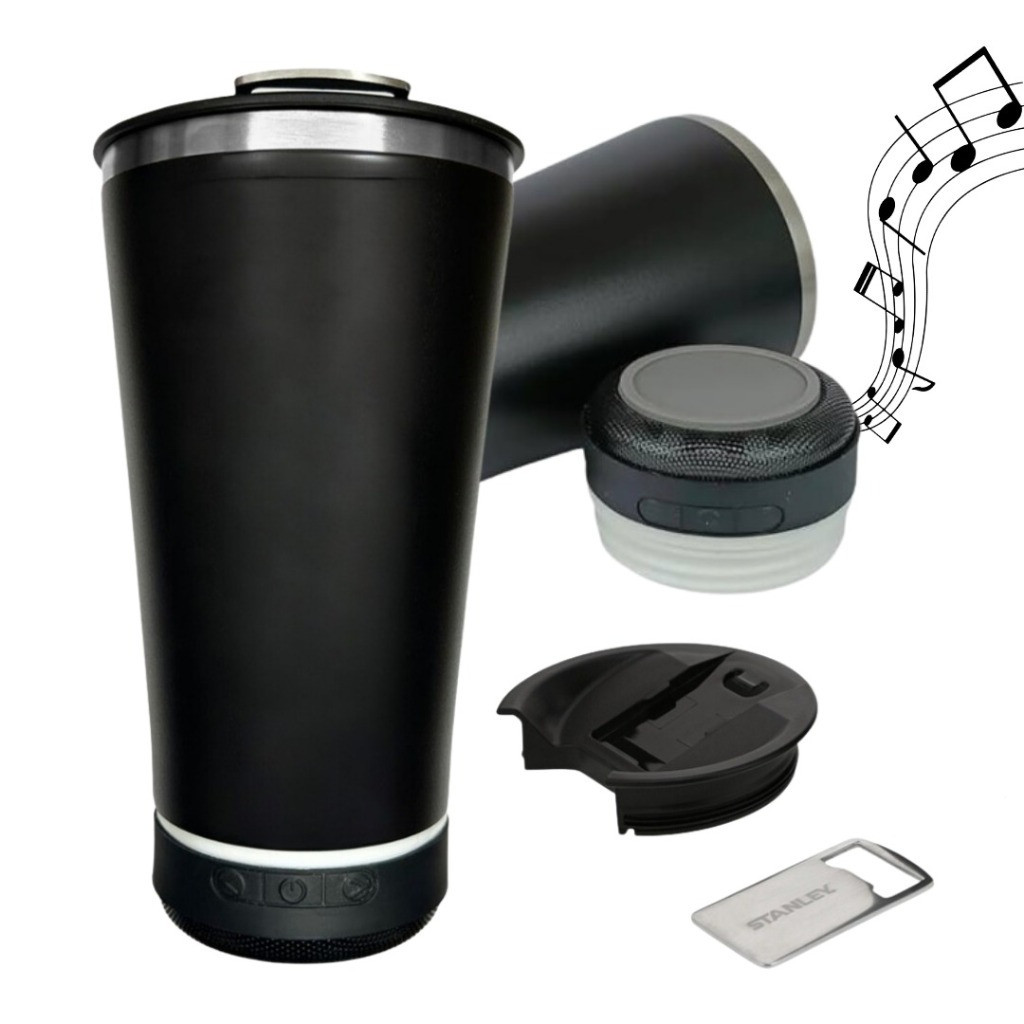 Copo Térmico Bluetooth com Som, 473ml e Estilo!