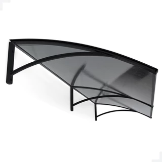 Toldo Policarbonato com Mão Francesa - Preto com Fumê 1.5m x 0.50m