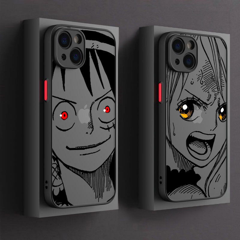 Luffy Nami Anime One Pieces Caixa De Telefone Para iphone 15 11 14 Plus 16 Pro Max 12 13 Mini Silicone 16Pro 15Plus Tampa Da Armadura Transparente À Prova De Choque