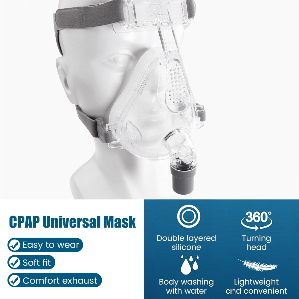 Máscara Respiratória Facial Completa Ajustável CPAP Ventilador ...