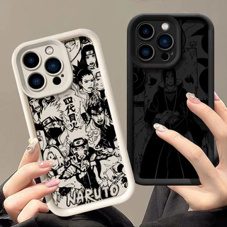 Narutos Comic Black Art Caixa De Telefone Preta Para iphone 16 15 11 13 Pro Max Xr X 7 8 14 Plus 12 13 Mini Xs Macia Fosca 16Pro Capa De Proteção À Prova De Choque Câmera