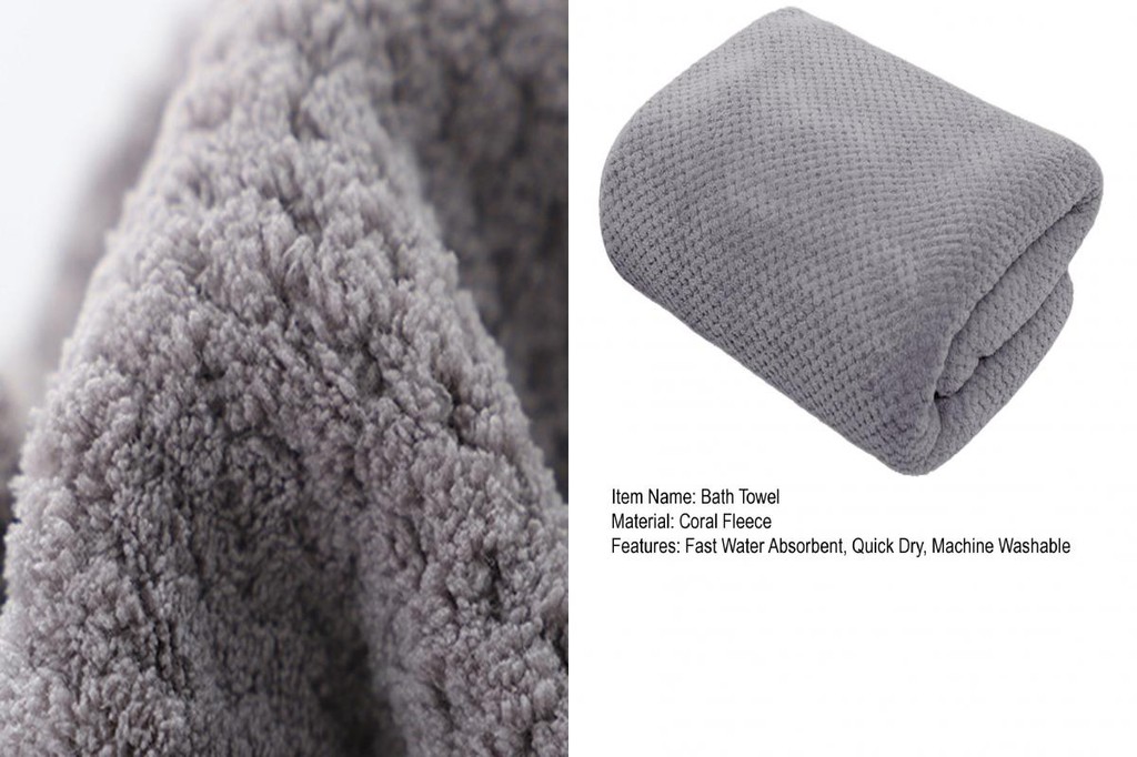 Coral Velvet Towel Bath Soft and Absorbent Fleece Beach Quick Dry