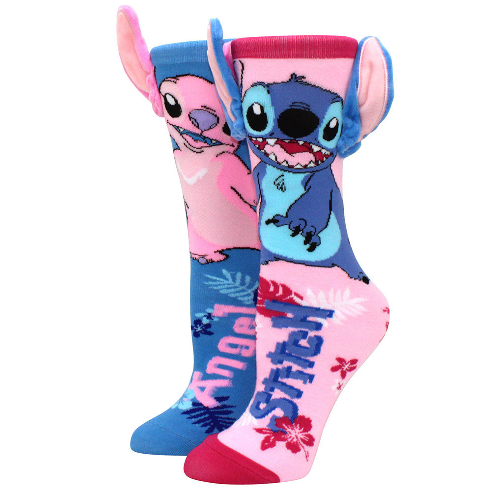 Meia Stitch Infantil 3D Com Orelha Cano Alto De Desenho Animado Da ...