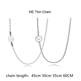 45-60cm ME Real 925 Prata Esterlina Colar Para Mulheres Menina Presente Fina Cobra Frisado Corrente Com Fivela Redonda DIY Jóias Fazendo
