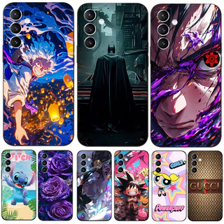 Para Samsung Galaxy A15 4g 5g Caso Telefone Capa Traseira Silicone Macio Protetor Preto Tpu Moda Anime Flor Roxa