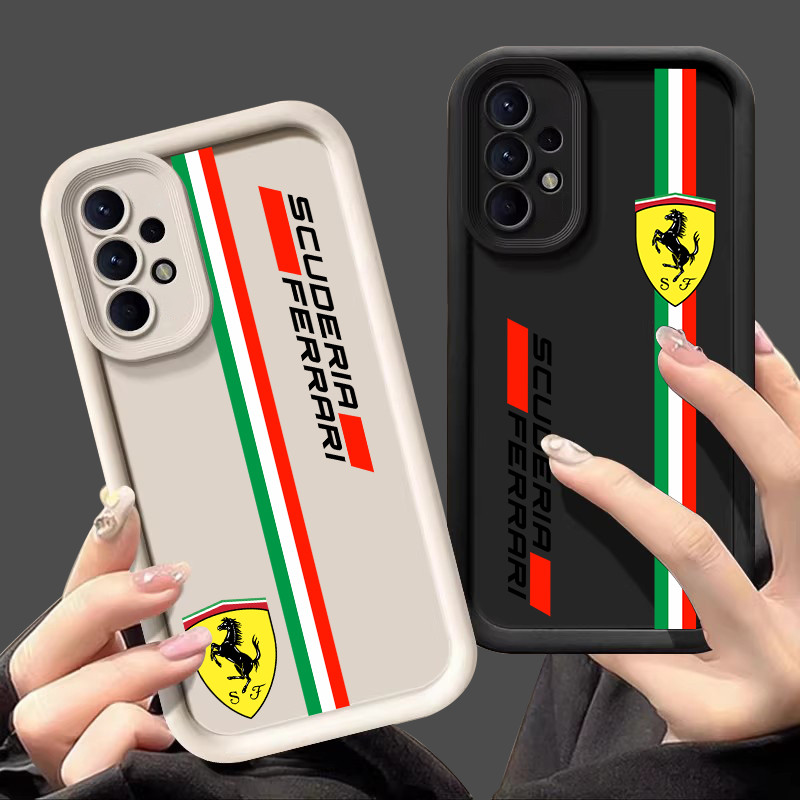 Capa Para Samsung Galaxy A55 A35 A53 A54 5G A52 A73 A32 A34 Macia A25 A21S A23 A13 A14 A15 A06 Proteção Da Câmera Caso De Telefone Luxo Ferraris Logotipo Do Carro Esportivo
