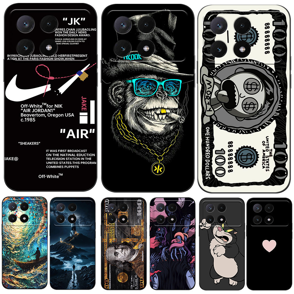 Capa Traseira Do Telefone De Silicone POCO X6 PRO REDMI K70E 5G Preta tpu Cool Black Animal