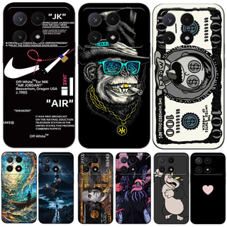 Capa Traseira Do Telefone De Silicone POCO X6 PRO REDMI K70E 5G Preta tpu Cool Black Animal