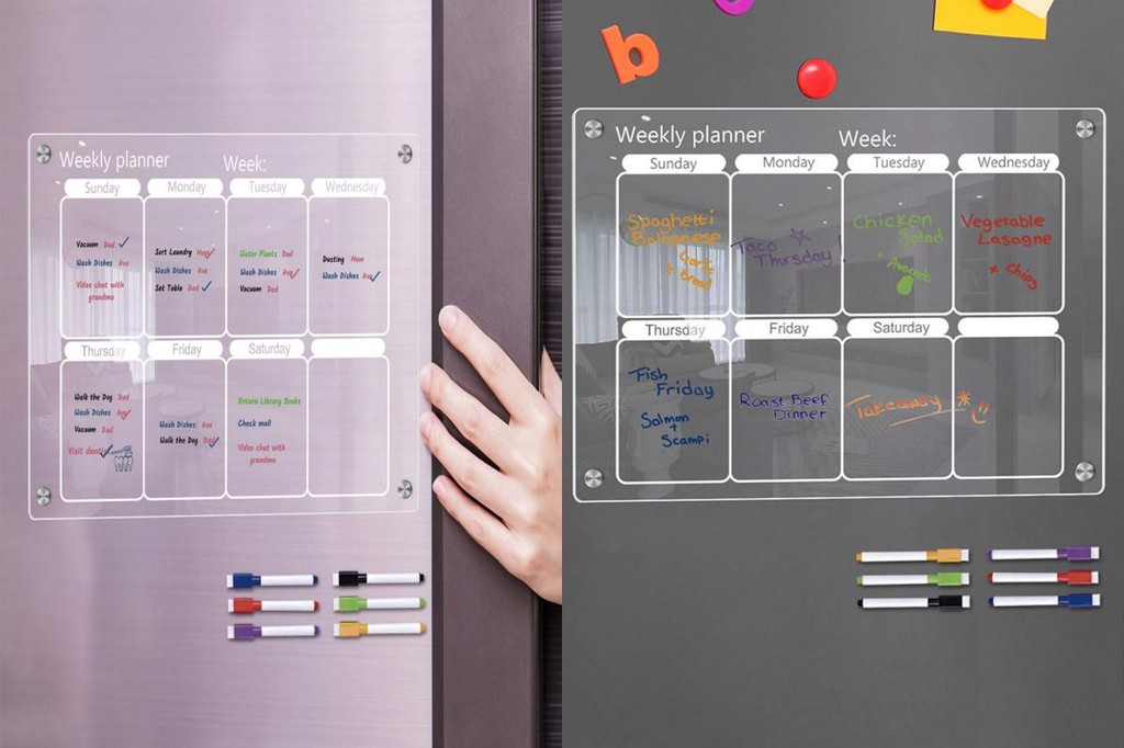 Rectangle Whiteboard Clear Acrylic Weekly Planner Board with 6