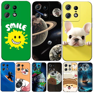Estojo Para Telefone Motorola MOTO edge 50 Pro 5G De Silicone Macio Capa Preta Tpu Smile Face Love Cat Cute Dog