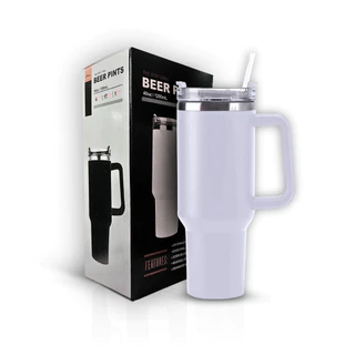 Copo Térmico Modelo Stanley 1200 Ml Canudo Parede Dupla Cor Branco ENTREGA IMEDIATA