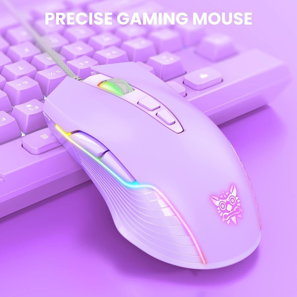 Mouse Para Jogos Com Fio USB Rosa Roxo Menina Gamer Ergonômico 6400 DPI ...