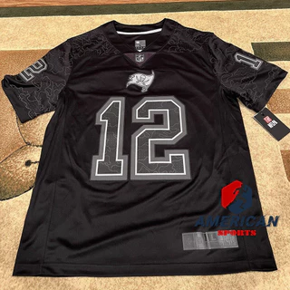 Camiseta De Futebol Americano Limitada Tampa Bay Buccaneers Tom Brady Regatta Black RFLCTV Jersey