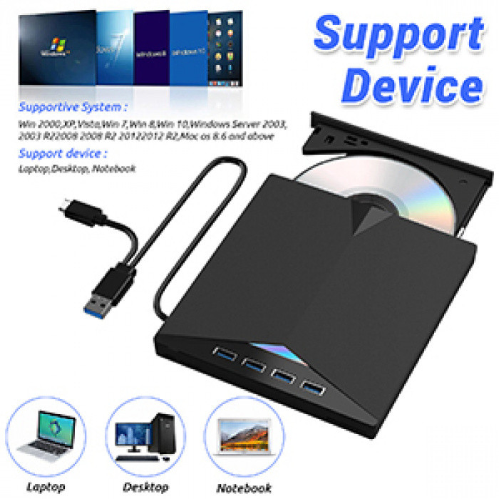 Unidade Blu-Ray Externa 7 Em 1 , Reprodutor De DVD/BD Burner Com ...