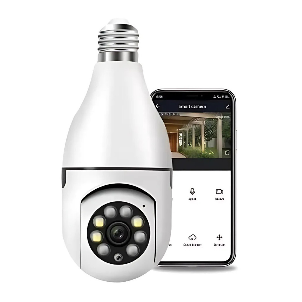 Câmera Lâmpada de Segurança Vigilância IP Wi-Fi 360° Visão Noturna ...