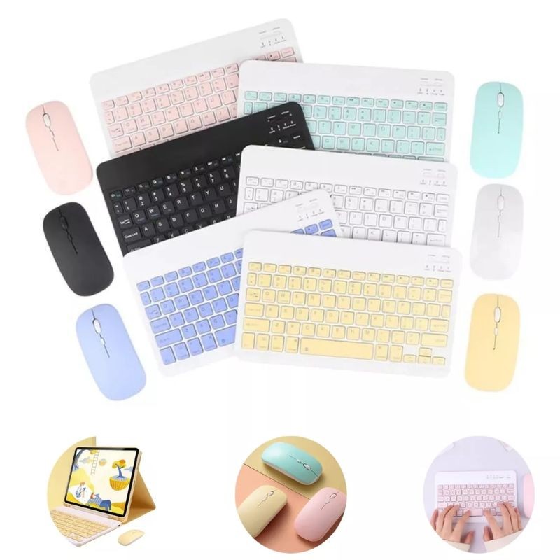 Conjunto de Teclado + Mouse Sem Fio Bluetooth Para Notebook e Tablet ...