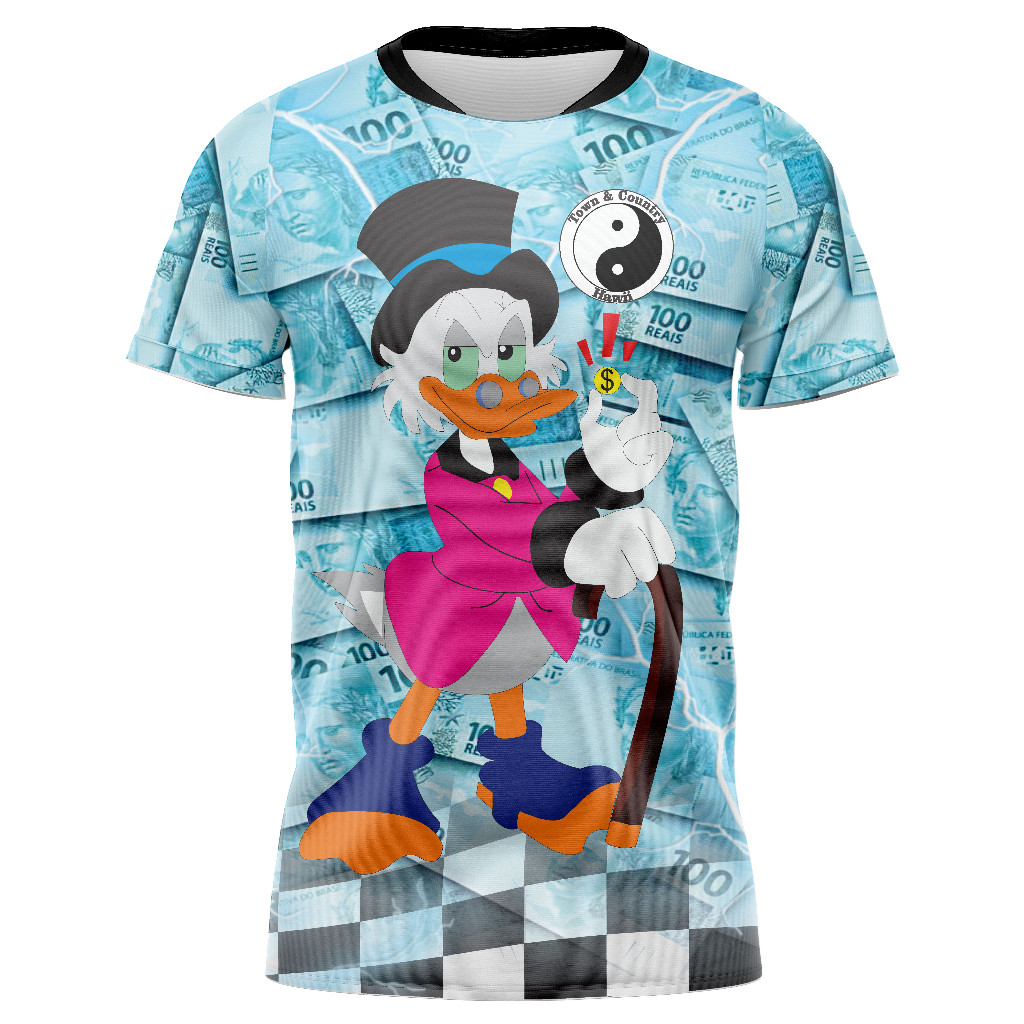 Camisa/ Camiseta tio patinhas 100 reais azul