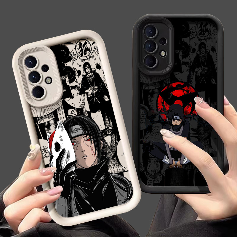 Capa Para Samsung Galaxy A55 A35 A53 A54 5G A52 A73 A32 A34 Macia A25 A21S A23 A13 A14 A15 A06 Proteção De Câmera De Telefone Arte Preta Narutos Itachi Cartoon