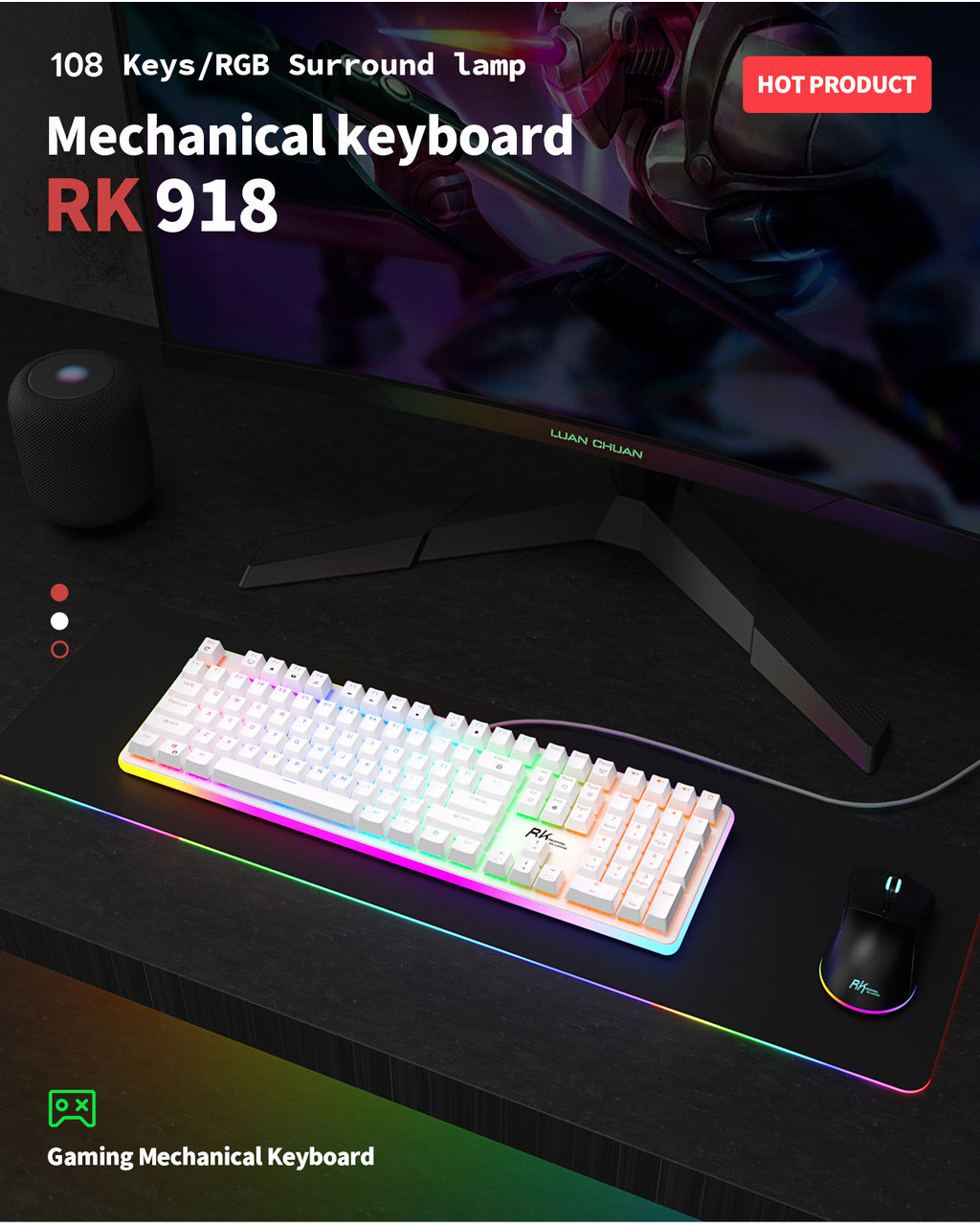 Royal Kludge Rk918 Teclado Mecânico Com Fio Retroiluminado RGB Completo ...