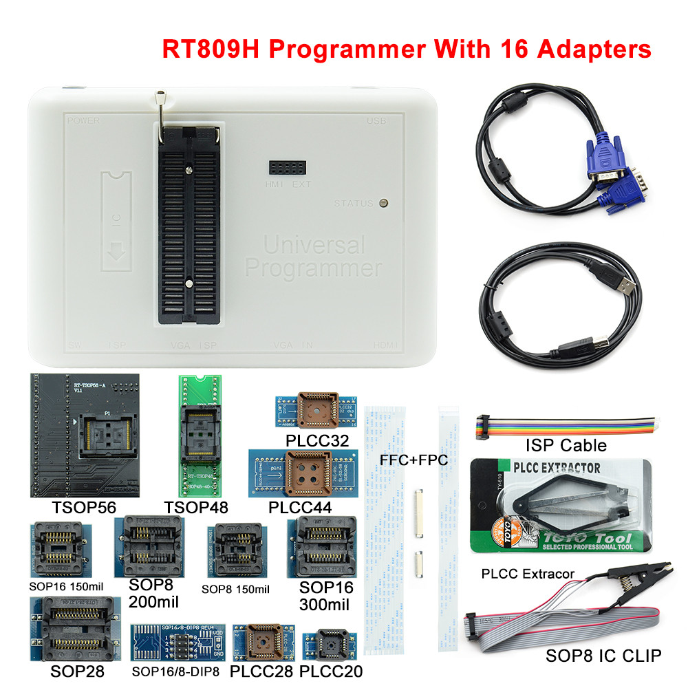 QSJZHY Programador RT809H 100 % Original + 35 Adaptadores Com Cabeles ...