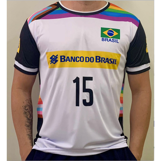 Camisa Brasil Vôlei Pride LGBT 2024 Personalizada ( Nome + Número )