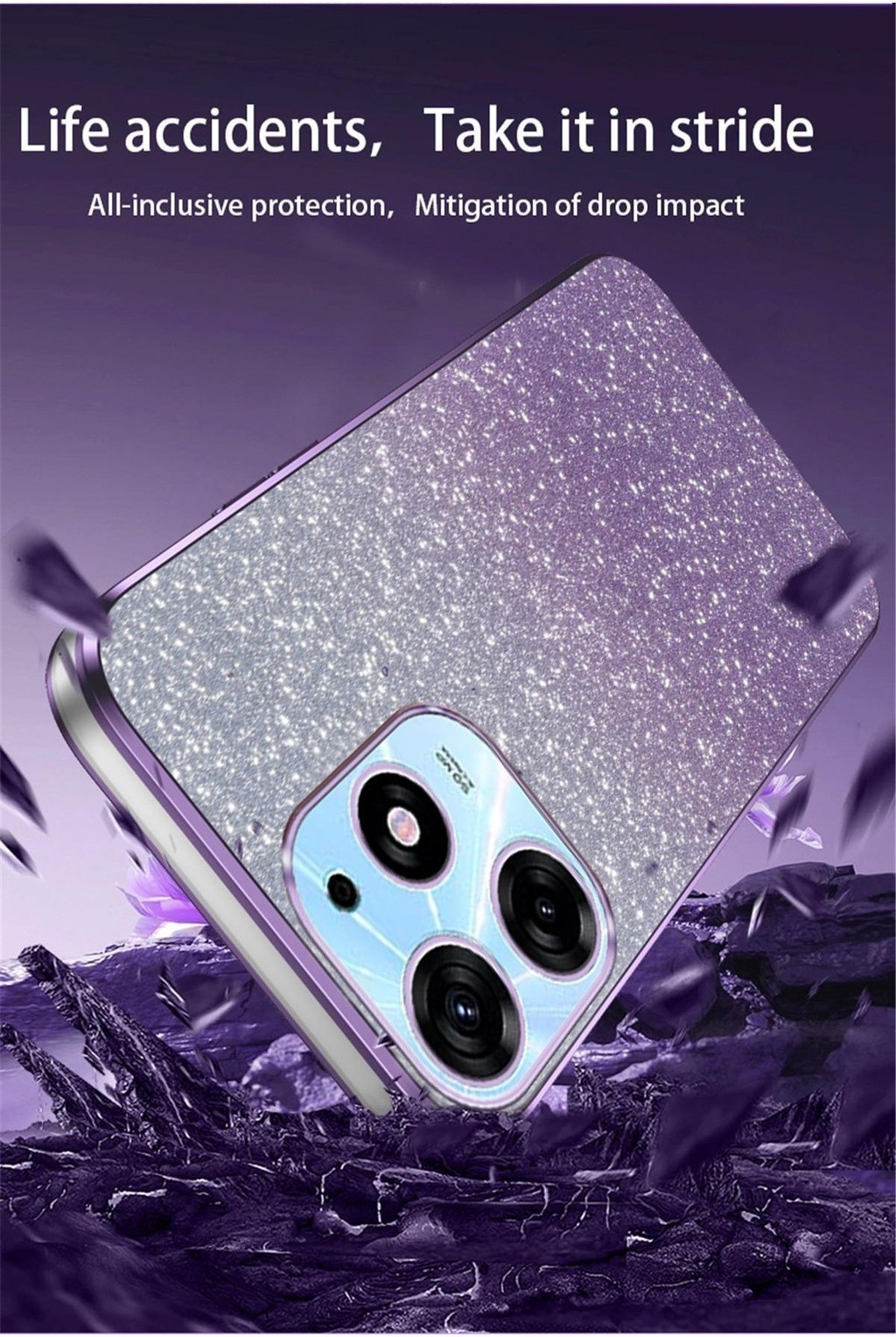 Capa De Telefone INFINIX Hot 50 2024 Novo Flash Soft Case Glitter Papel