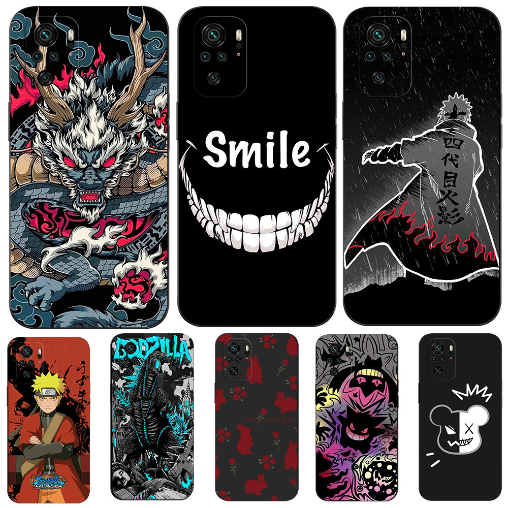 Para Xiaomi Redmi Nota 10 4G Caso 6.43 Polegada 10S Capa Traseira Note10 Note10S S Pára-Choques Silicone Preto tpu Smiley