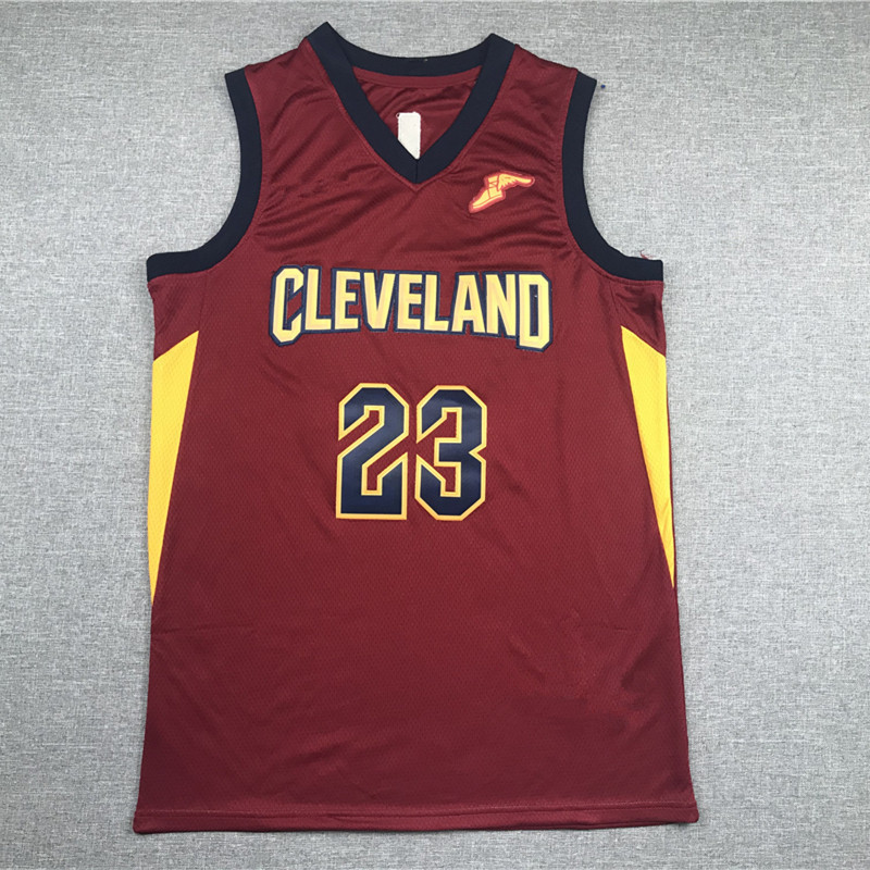 Cavaliers No . 23 JAMES Jersey Basquetebol Bordado Uniforme Versão Preto Vermelho Retro CLEVELAND